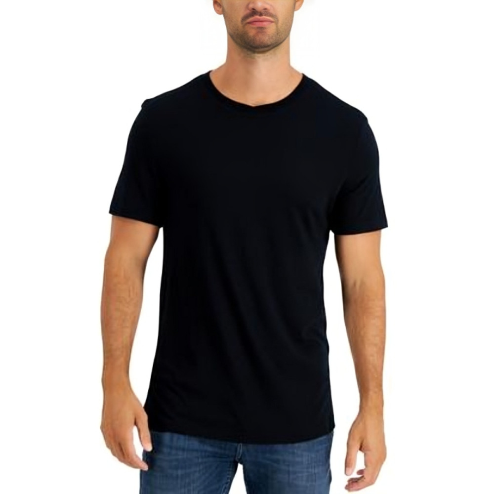 Club Room Pajama T-Shirt Men's L Black Solid Crewneck Short Sleeve Pullover